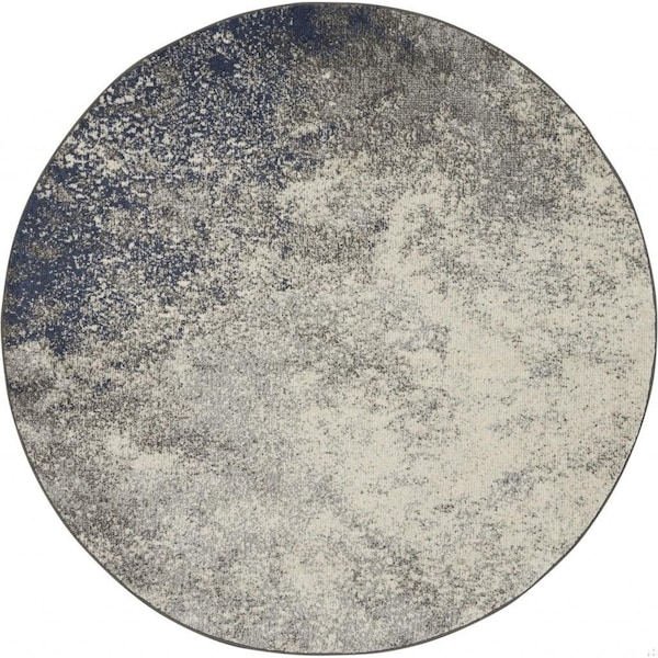 Homeroots 5 ft. Round Charcoal & Ivory Abstract Area Rug 385295 - main
